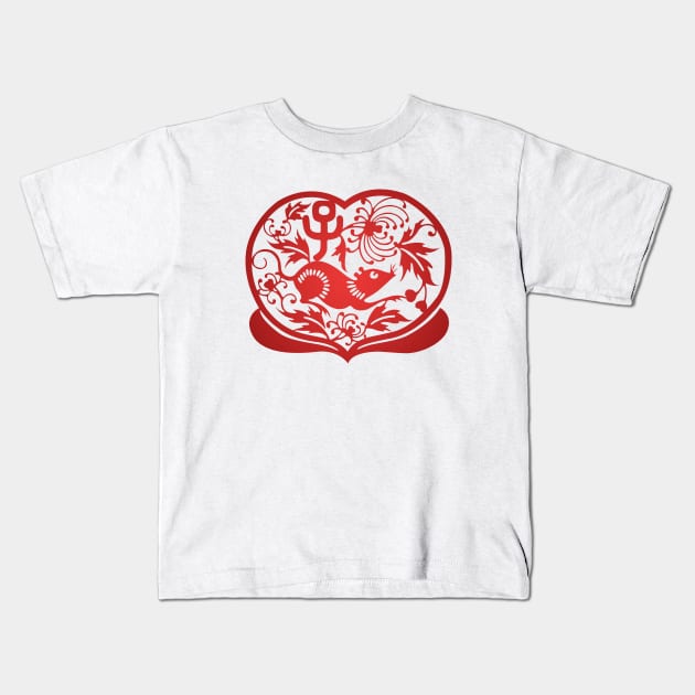 Chinese Zodiac ver.2 Rat in Red Kids T-Shirt by Takeda_Art